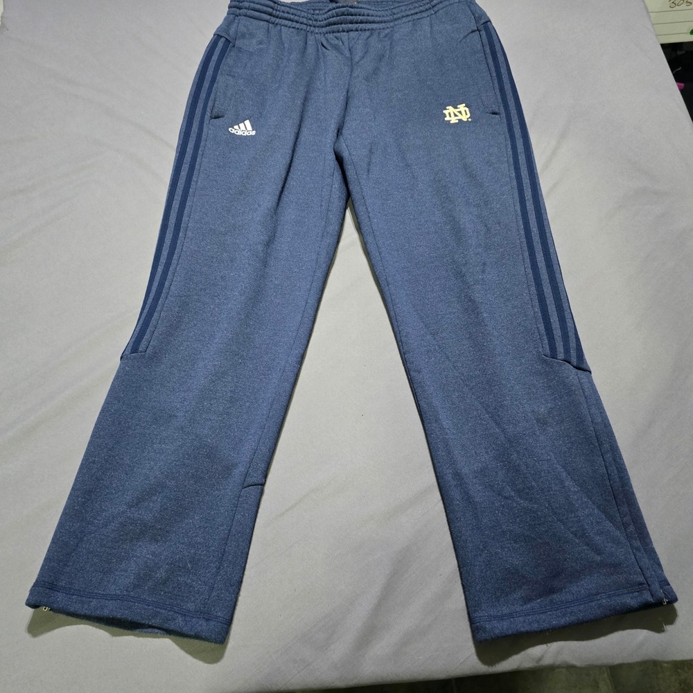 Adidas Track Pants Mens Large Navy Notre Dame Fighting Irish Sideline Zips